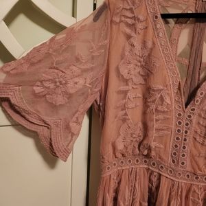 Long lace wine country dress